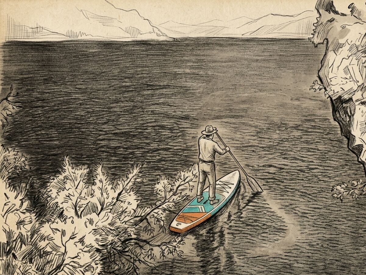 Stand up paddle boarding on alpine lake